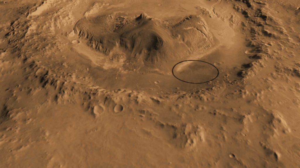 Locul de aterizare a lui Curiosity in interiorul craterului Gale